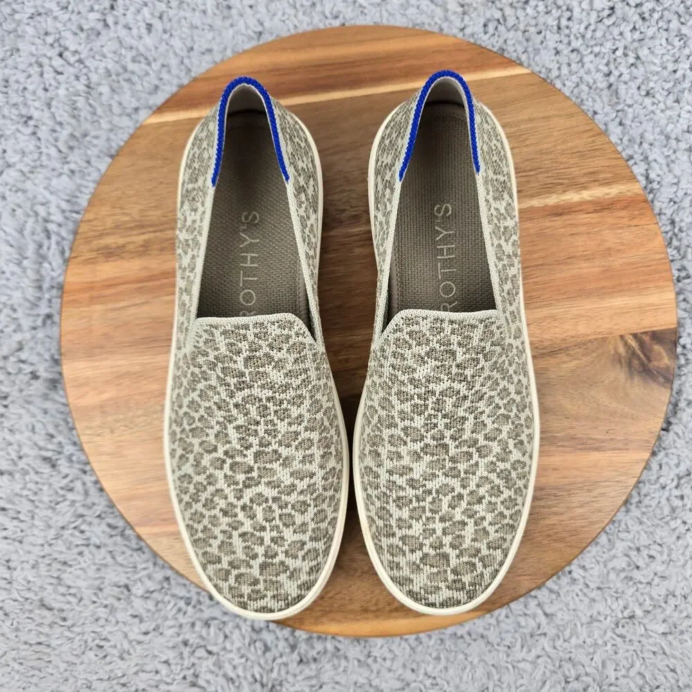 Rothy's Womens 8 The Original Slip On Sneaker Pebble Spot Cheetah Print Brown